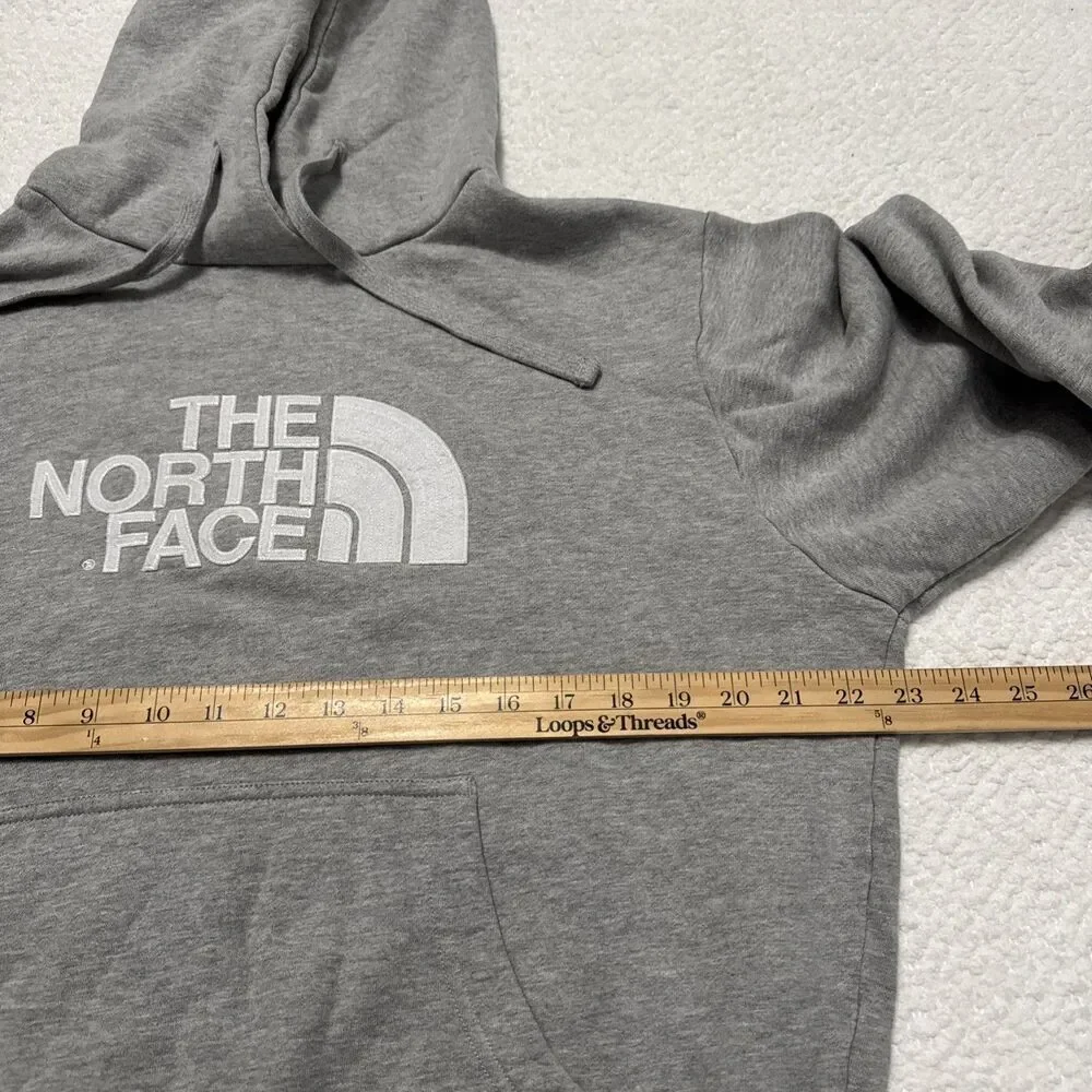 The North Face Hoodie Mens Medium Gray Pullover Sweatshirt Big Logo Grey